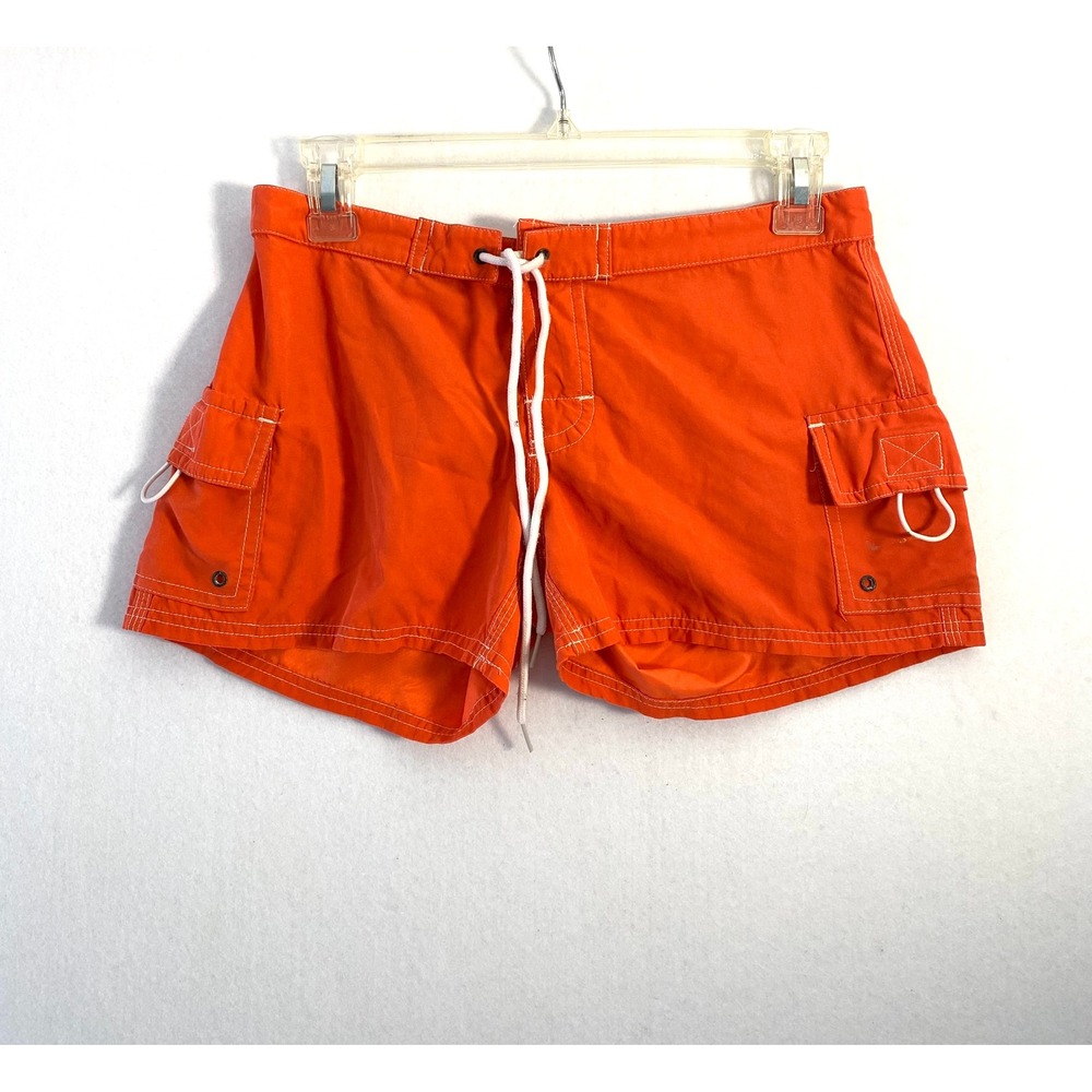 Beach Joy Bikini Orange Cargo Board Shorts Swim Trunks Women Small